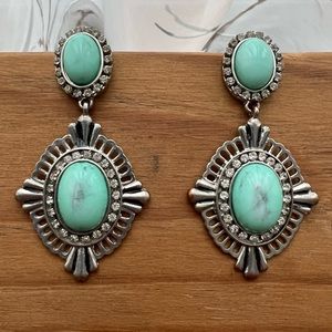 Turquoise and Silver Drop Earrings